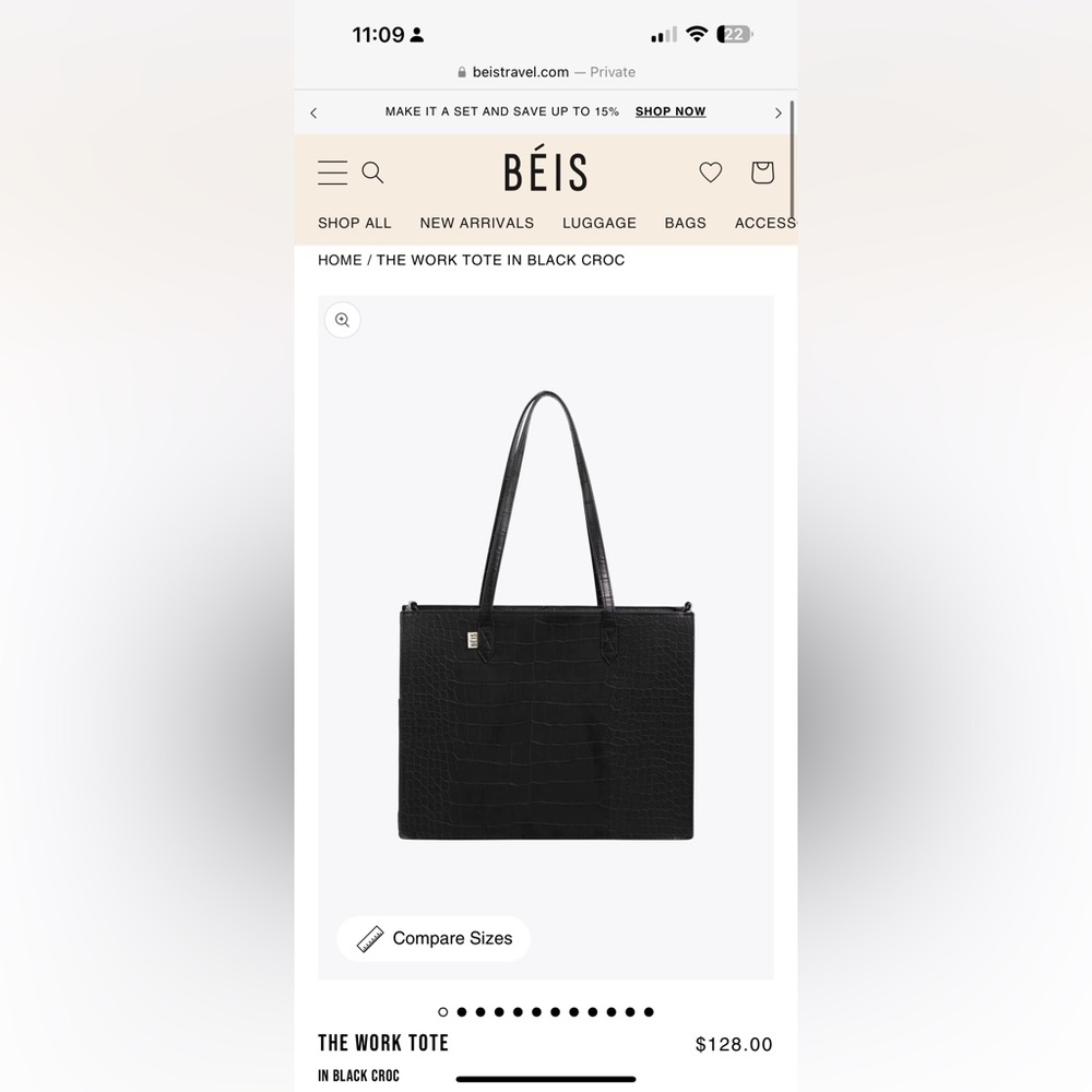 The Work Tote in Cognac Croc by Beis